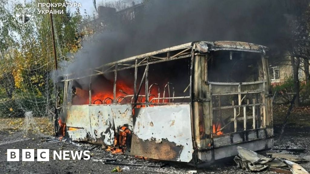 Russian strike on buses kills at least 30, say officials, as deadly attacks on Ukraine surge
